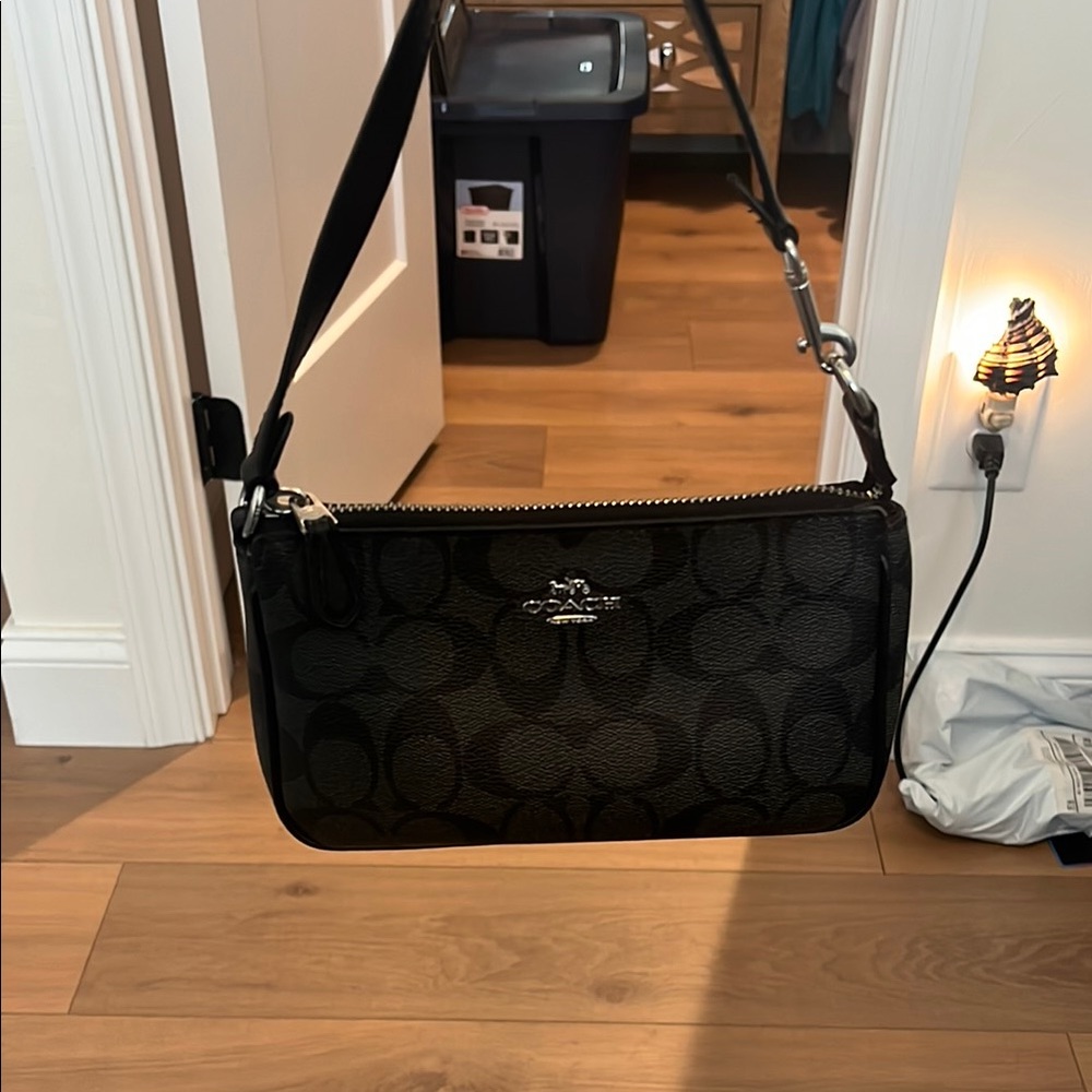 Coach Black and Gray Signature Wristlet - Picture 2 of 2